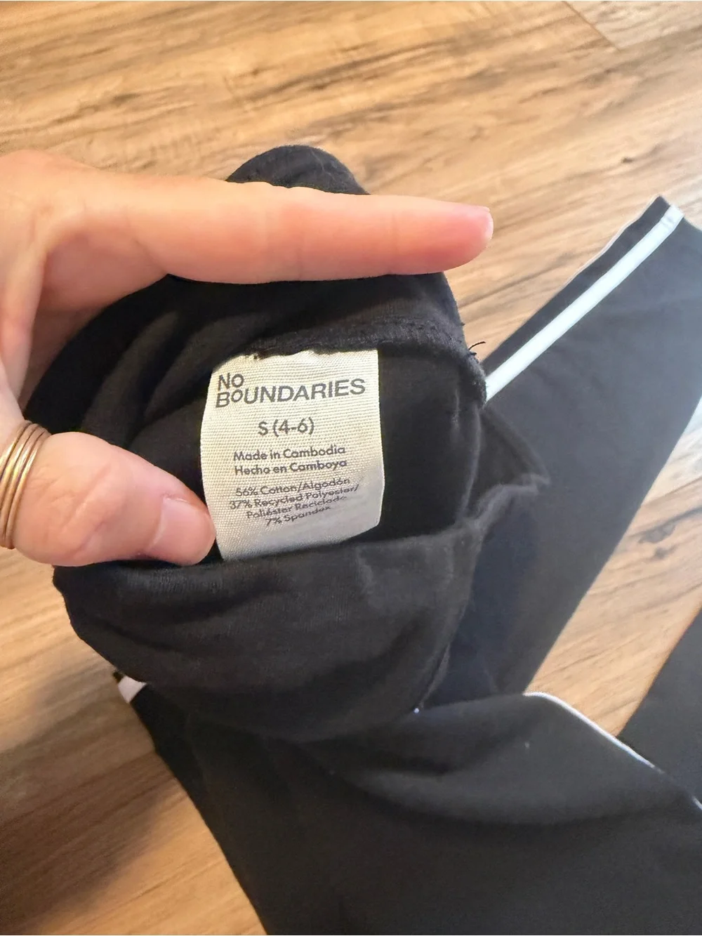 No Boundaries Black Leggings with White Side Stripes - Picture 4 of 4